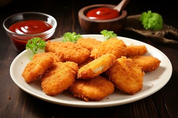 a plate of crispy chicken nuggets - innovative food items. Generative AI
