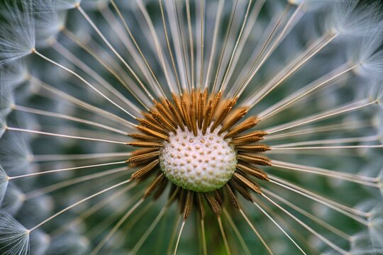 Dandelion (Taraxacum officinale) with feather crown, close-up, composite flower, dandelion with seed