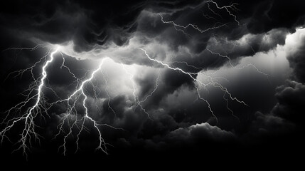 Lightning in the dark stormy sky.