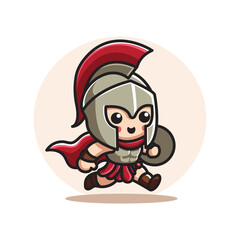 cute vector design illustration of spartan running