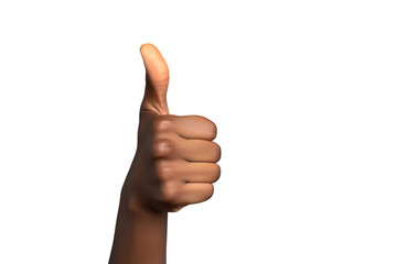 Hand showing thumb up sign isolated on transparent background