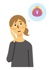 主婦　女性　ミドル　悩み　お金　ロングヘア