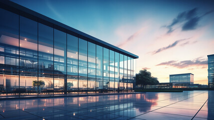 Modern office building with glass facade. Business and industrial concept