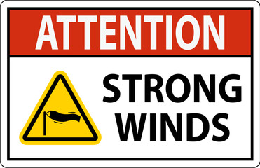 Water Safety Sign Attention - Strong Winds