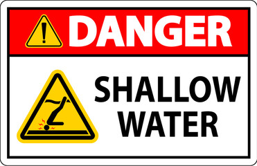 Fototapeta premium Water Safety Sign Danger - Shallow Water