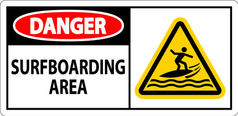 Water Safety Sign Danger - Surfboarding Area