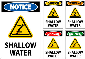 Water Safety Sign Warning - Shallow Water