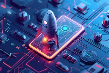 Launching new product or service. Technology development process illustration of project startup process new products and services development from idea to implementation