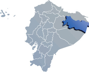 ORELLANA DEPARTMENT MAP PROVINCE OF ECUADOR 3D ISOMETRIC MAP