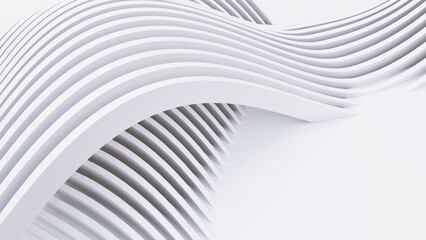 Abstract Curved Shapes. White Circular Background.