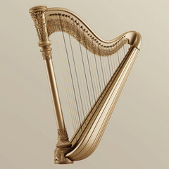 Elegant Harp on Champagne Background