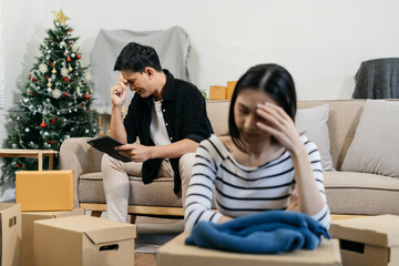 Unhappy young couple, having problems in relationship, thinking of breaking up or divorce, upset.