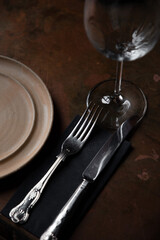 dish fork knife glass