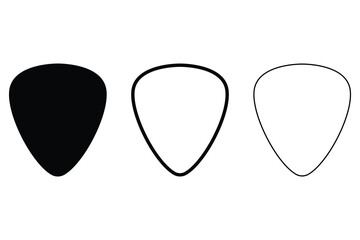 Guitar pick icons set. Different versions in a flat design. Guitar pic vector design illustration. Set of blank solid and line guitar picks vector icon isolated on white background. - obrazy, fototapety, plakaty