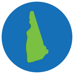 New Hampshire state map in globe shape green with blue round circle color. Map of the U.S. state of New Hampshire.