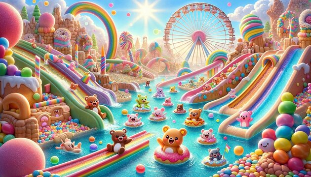 Candyland Waterpark with cute bears 