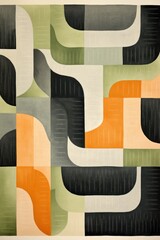 Apricot and olive zigzag geometric shapes