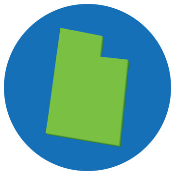 recommend clip art: Utah state map in globe shape green with blue round circle color. Map of the U.S. state of Utah.