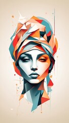 Minimal abstract geometric illustration portrait. Fashion and design concept. Art portraits idea. With copy space.