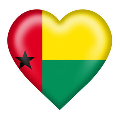 Guinea-Bissau flag heart button with clipping path