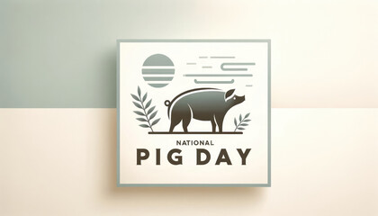 A stylish, minimalist design celebrating National Pig Day with a pig silhouette and decorative elements.National Pig Day.