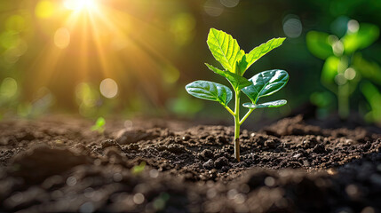 Sunlit Seedling: Photosynthesis in Harmony with Copy Space