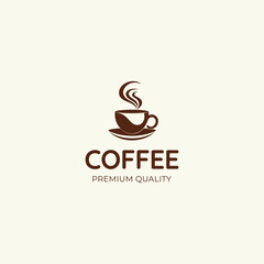 Cup of coffee and speech bubble logo template