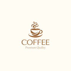 Cup of coffee and speech bubble logo template