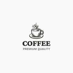 Cup of coffee and speech bubble logo template