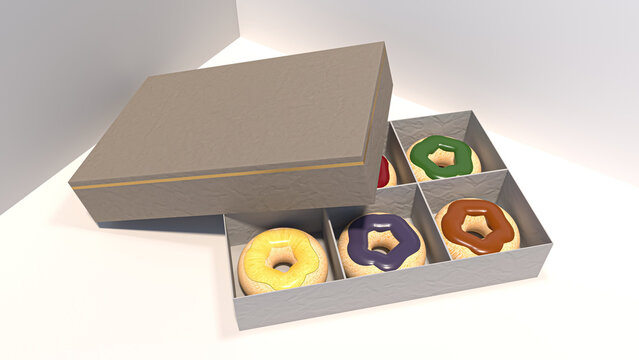 Donuts of various colors and flavors