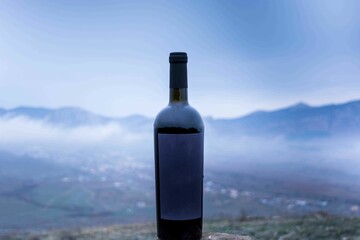 Bottle of wine in the mountains - 711939879