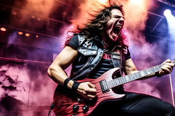Music Madness: Heavy and thrash metal dynamic stage frontman generative ai
