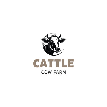 cow head logo vector, milk or meat icon,cattle logo