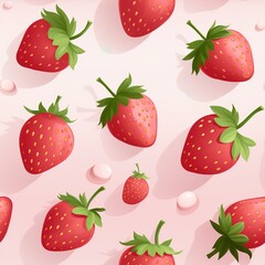 Pink seamless pattern with strawberries