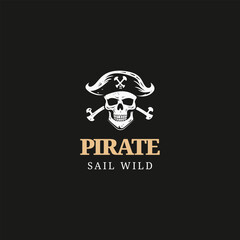 Pirate skull emblem logo vector illustration