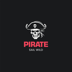 Pirate skull emblem logo vector illustration