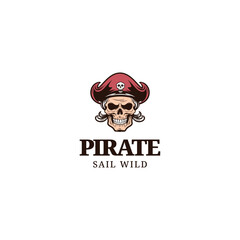 Pirate skull emblem logo vector illustration