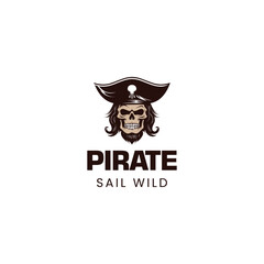 Pirate skull emblem logo vector illustration