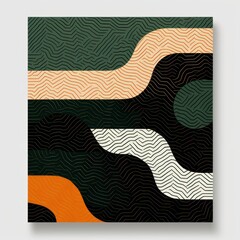 Forest green and peach zigzag geometric shapes
