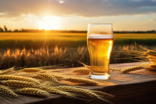 Relaxing with a traditional Belgian Saison beer in the warmth of the sunny wheat fields