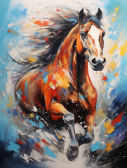 Acryl Abstract - Horse Running Through Water