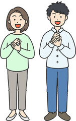 問題が解決した表情の男女のイラスト
