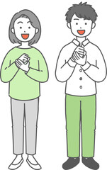 問題が解決した表情の男女のシンプルなイラスト
