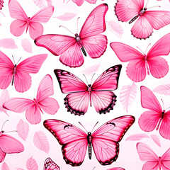 Pink butterflies on a white background