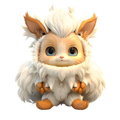3D Cute animal cartoon gaming character transparent background