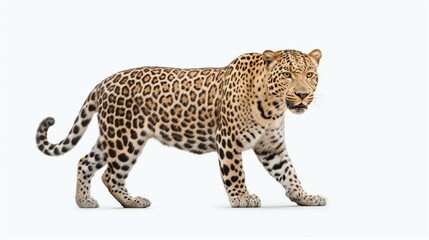 Obraz premium A leopard isolated on white background in studio (1)Ai Generative
