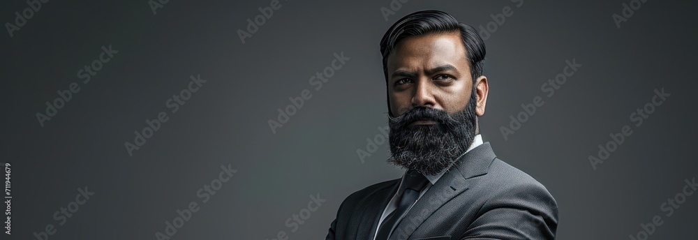 Poster Professional Man With Beard Wearing a Suit in a Formal Setting Generative AI