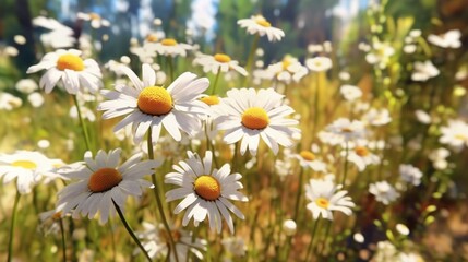 Blurred background of daisies on the indian summer file Ai Generative