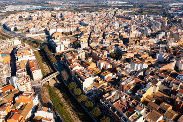High angle view of El Vendrell - capital of Baix Penedes comarca, Catalonia, Spain.