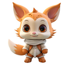 3D Cute animal Cartoon gaming character transparent background